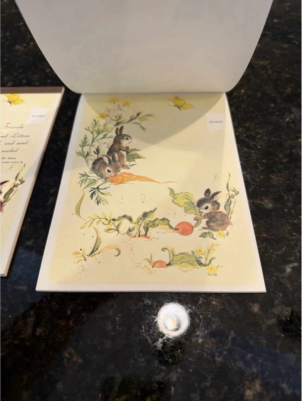 Vtg Pratt Austin Forest Friends Seal & Send Stationary Bunnies Set Of 2 New